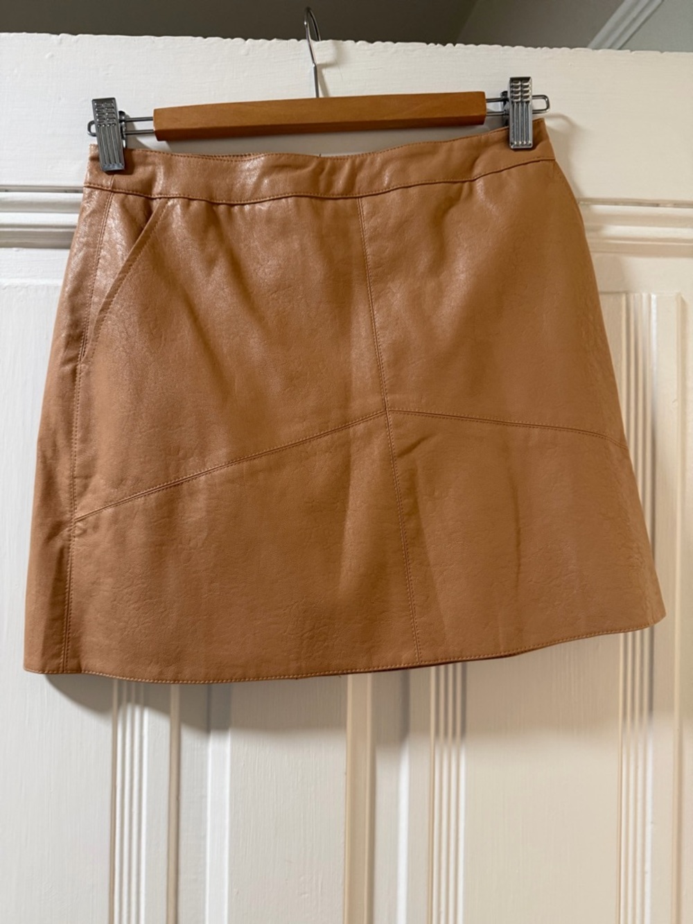 Lulu’s - Tan Faux Leather A-Line Mini Skirt